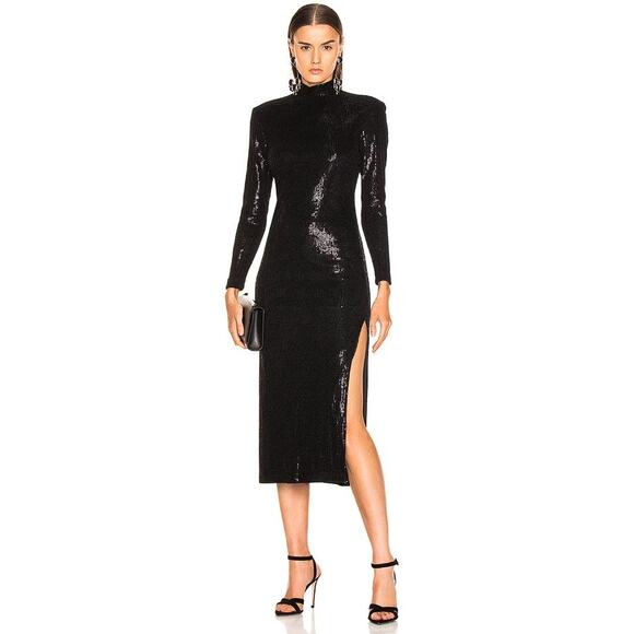 Smythe Dresses & Skirts - SMYTHE Women's Knit Sequin Side Slit Dress Size XS In Black Velvet Devore